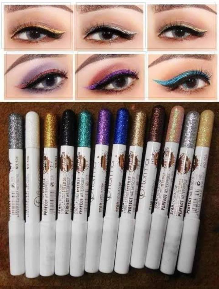 Pack of 12 Flormar Glitter multipurpose pencils Glitter Eyeliner Pencils - Metallic Colors Eyeliners Eyeshadow Pencil Set, Natural Long Lasting (Random Color) - Image 5