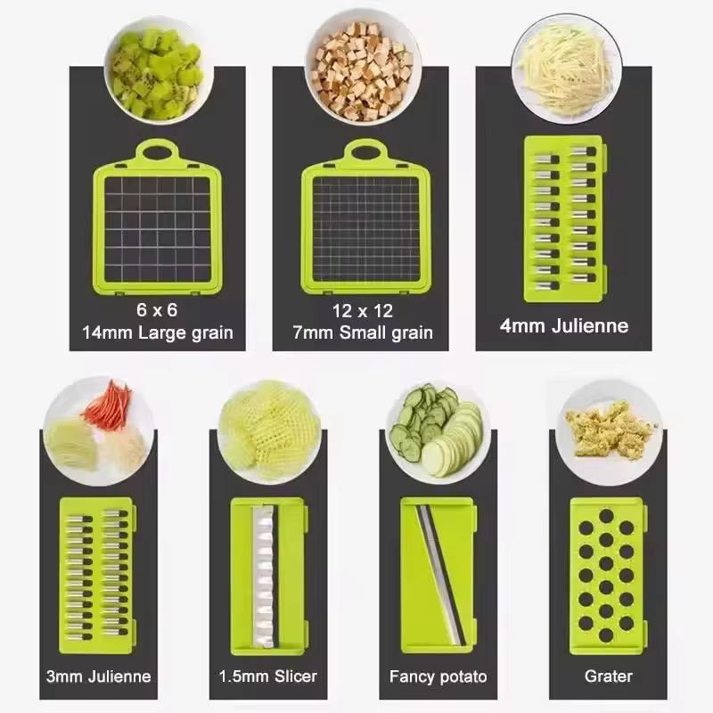 16 in 1 Multifunctional Vegetable Slicer Cutter Shredders Slicer With Basket Fruit Potato Chopper Carrot Grater - Image 2