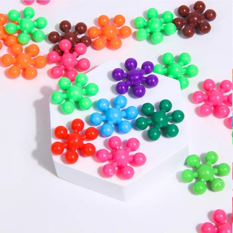 32 pcs Snowflakes Colorful Toy Building Blocks Flower-Shaped Set | Plastic colorful snowflakes toy - Image 4