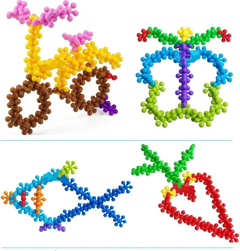 32 pcs Snowflakes Colorful Toy Building Blocks Flower-Shaped Set | Plastic colorful snowflakes toy - Image 2