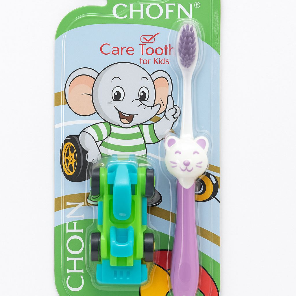 CHOFN Kids Toothbrush Set (3–12 Years) – Soft Bristles with Toy Car (Random Designs)