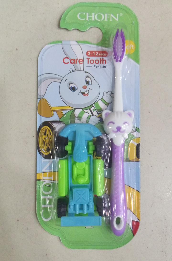 CHOFN Kids Toothbrush Set (3–12 Years) – Soft Bristles with Toy Car (Random Designs) - Image 2