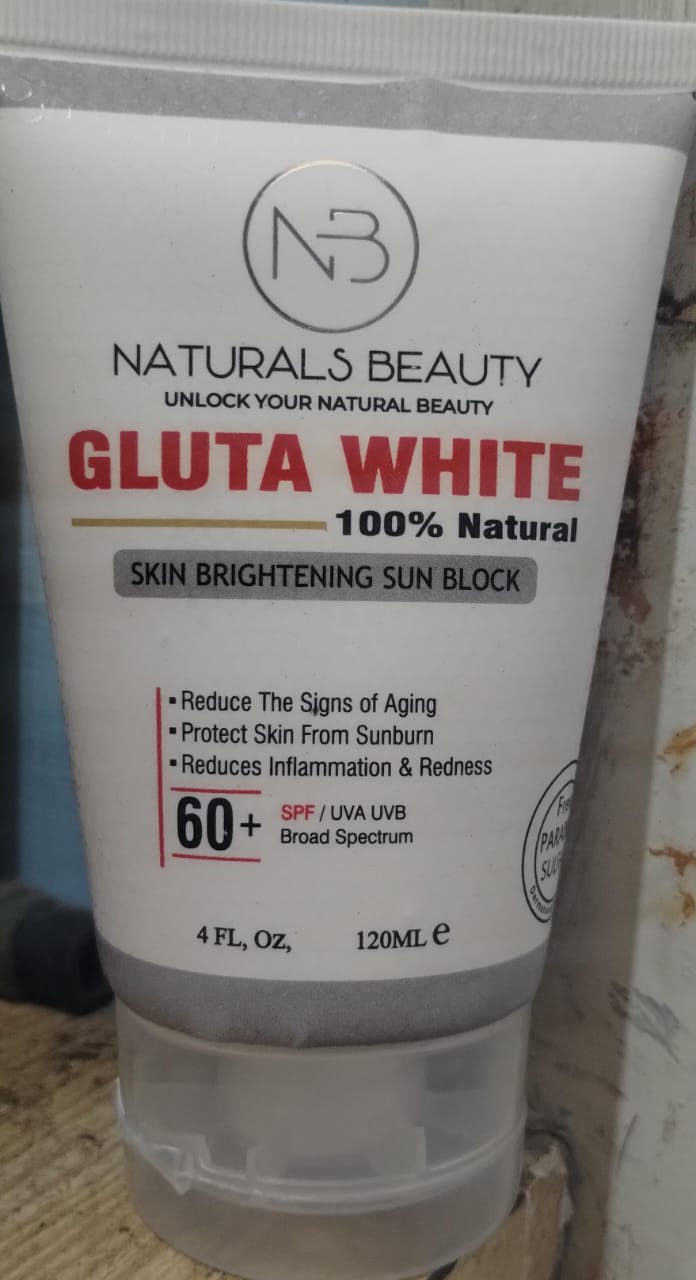 Naturals Beauty Gluta White Skin Brightning Sun Block Spf 60+ UAV&UVB 120 ML