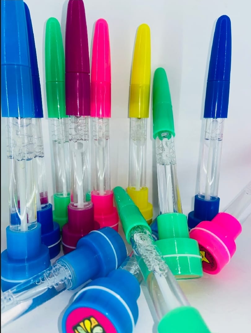 4-in-1 Pen with Stamp, Bubbles, Light, and Writing Function – Fun Creative Multi-Use Pen for Kids, Arts, Crafts, and School Supplies – Premium Quality, Imported, Available in 6 Colors with Bubble Container and Red Light (Random Color) - Image 2