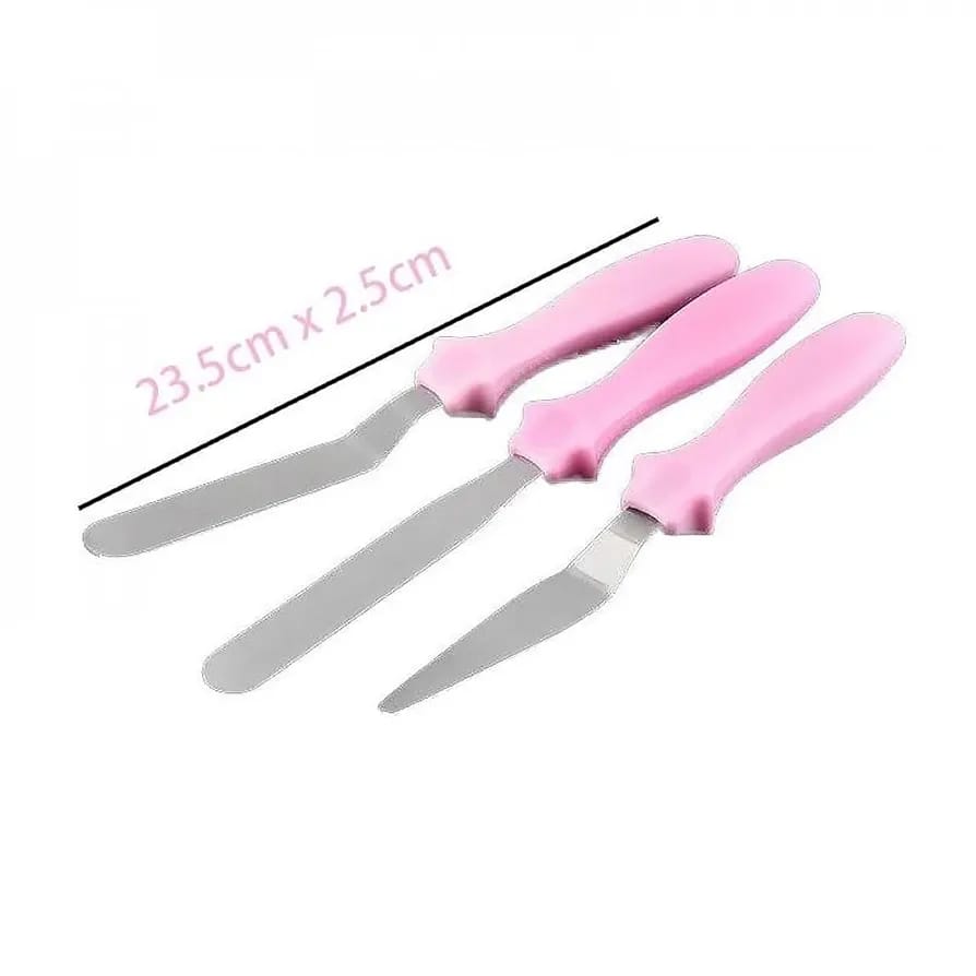 3-Piece Cake Decorating Knife Set – Stainless Steel Spatula & Cream Spreader Tools (Multi-Color) - Image 3