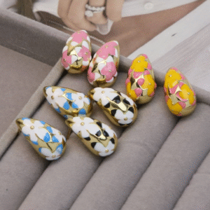 Flower Hollow Drop Earrings – Stylish Women’s Fashion Jewelry in Multiple Colors Pink, Green, Orange, White, Purple, Blue, Red, Black (PQT-105)