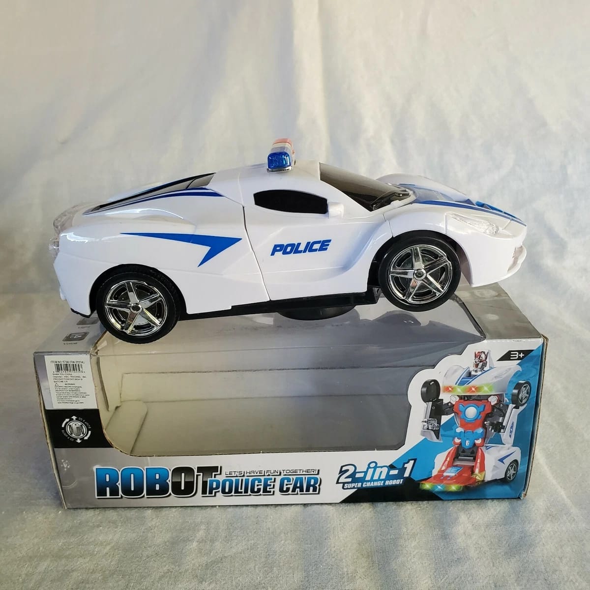 Robot Police Car Toy – Transformer with Lights, Music, Automatic Rotation & Bump-and-Go Movement, Brain Development & Fun Play for Kids