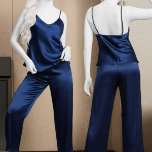 Satin Sleepwear Set – Spaghetti Top & Loose Trouser – Free Size (2002)