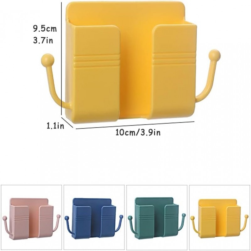 Wall Mount Phone Holder and Remote Control Stand with Hooks – Space-Saving Wall Mounted Phone Holder for Bed, Kitchen, Living Room, and Office (Random Color) - Image 4