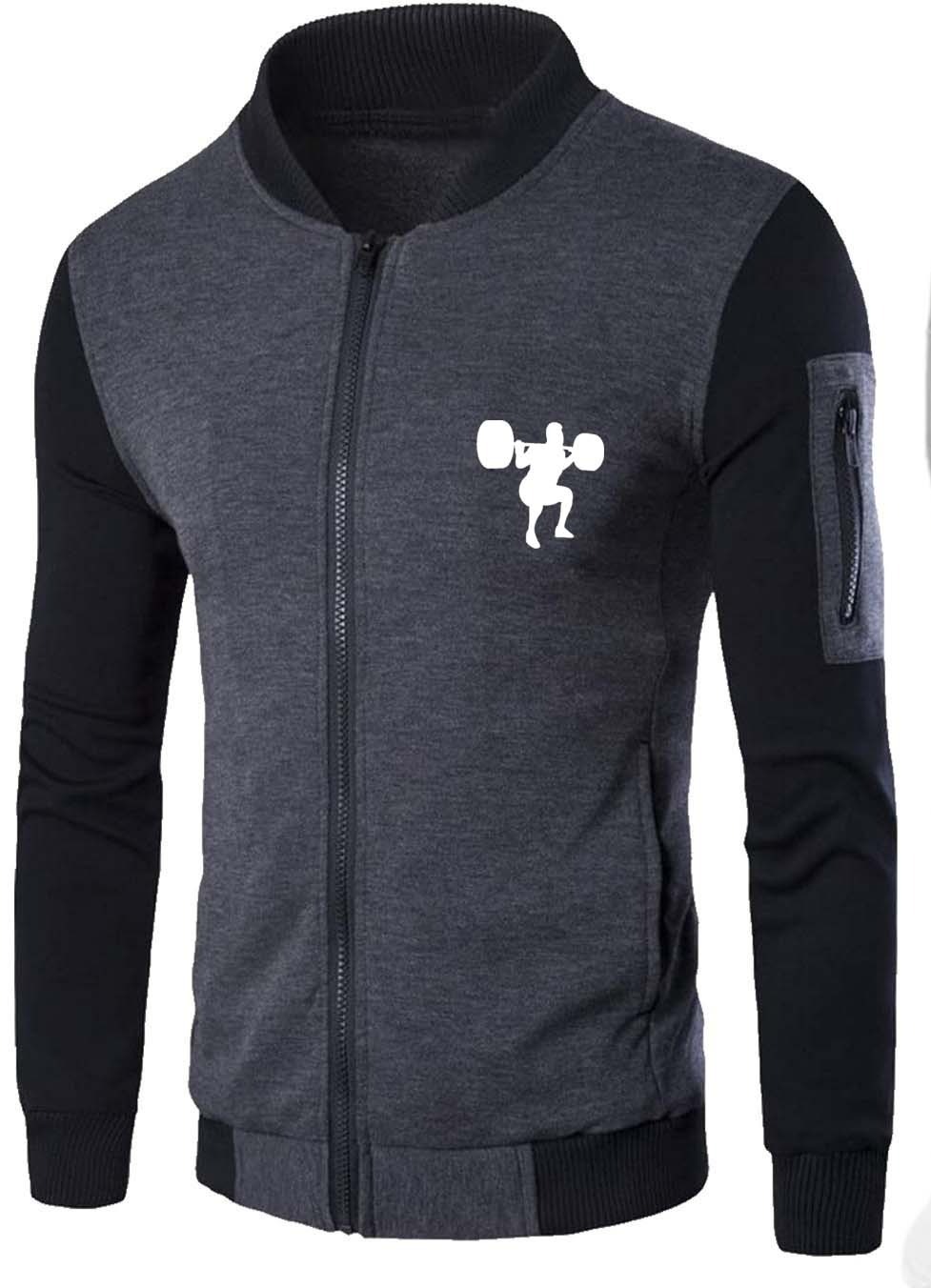 New Winter Collection Charcoal Grey Gym Printed Zipper Jacket for Men & Boys – French Fleece, Premium Quality, Stylish & Comfortable Winter Wear - Image 4