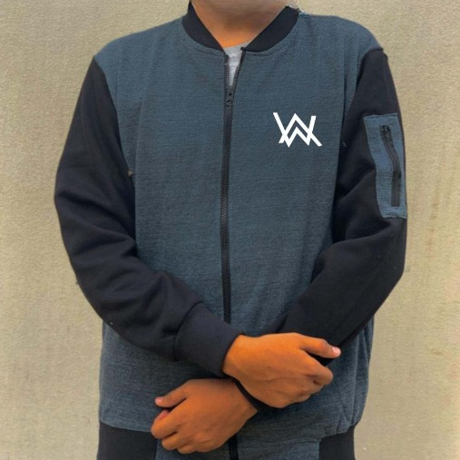 NEW Winter Collection Charcoal Grey WA Printed Zipper Jacket for Men & Boys – Premium Fleece Material, Stylish Bomber Design, Full Front Zipper Closure - Image 2