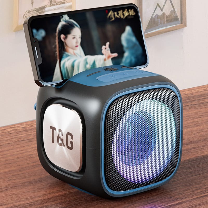 T&G Portable Bluetooth Speaker with LED Lights, Phone Holder & Powerful Bass – Wireless, USB, TF Card & AUX Support – Model X-911 - Image 4