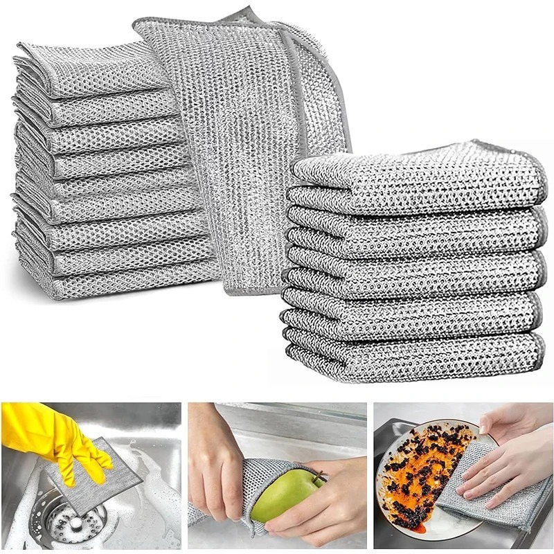 Pack of 4 Multipurpose Wire Dish Cloths – Durable Metal Wire Scrubbers for Cleaning Dishes, Pots, Pans & Kitchen Utensils, Rust-Resistant & Long-Lasting Cleaning Pads - Image 4