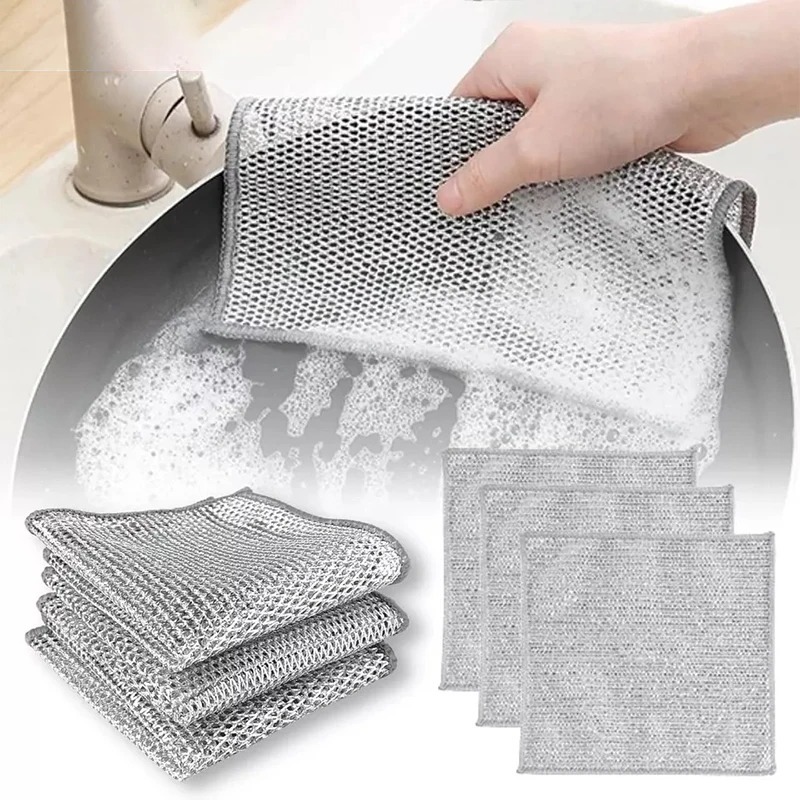 Pack of 4 Multipurpose Wire Dish Cloths – Durable Metal Wire Scrubbers for Cleaning Dishes, Pots, Pans & Kitchen Utensils, Rust-Resistant & Long-Lasting Cleaning Pads - Image 2