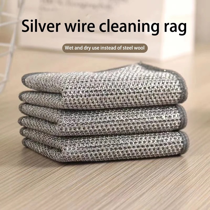 Pack of 4 Multipurpose Wire Dish Cloths – Durable Metal Wire Scrubbers for Cleaning Dishes, Pots, Pans & Kitchen Utensils, Rust-Resistant & Long-Lasting Cleaning Pads - Image 3