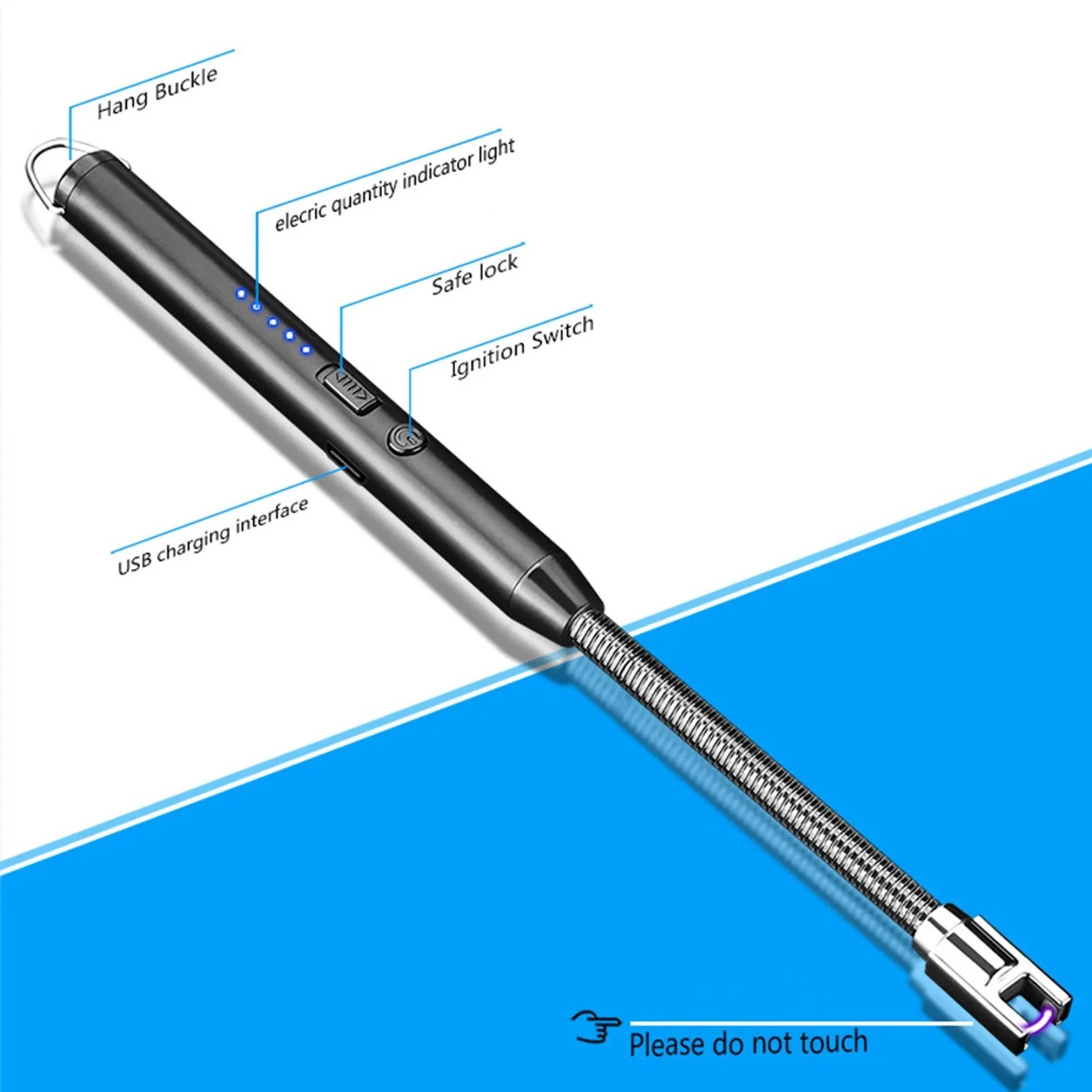 360° Outdoor Kitchen Lighter – USB Rechargeable Portable Electronic Arc Lighter with Flexible Neck, Safety Lock, Windproof & Eco-Friendly Design for Candles & Gas Stoves - Image 4