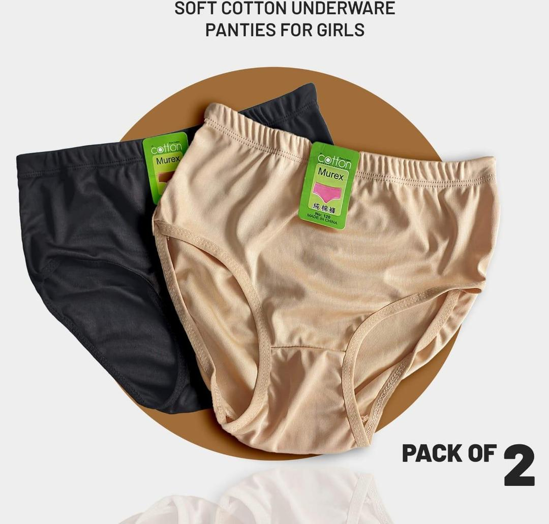 Pack of 2 Cotton Panties – Comfortable & Lightweight Plain Design (S, M, L )(Random color) - Image 4