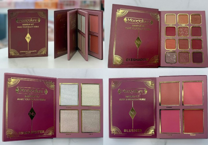 Mocallure ES3843 Makeup Kit – 12 Pcs Eyeshadow Palette, 4 Pcs Shimmer Highlighter, 4 Pcs Matte Blush, Multicolor Shades for All Makeup Looks (Random Box) - Image 2