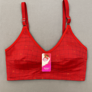 Jersey Print Bra – Comfortable Everyday Wear (Red)