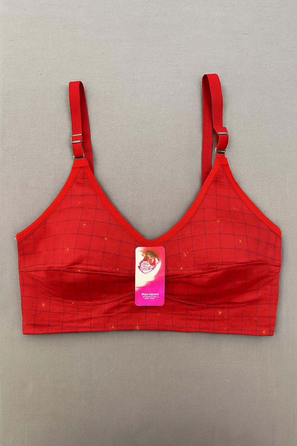 Jersey Print Bra – Comfortable Everyday Wear (Red)