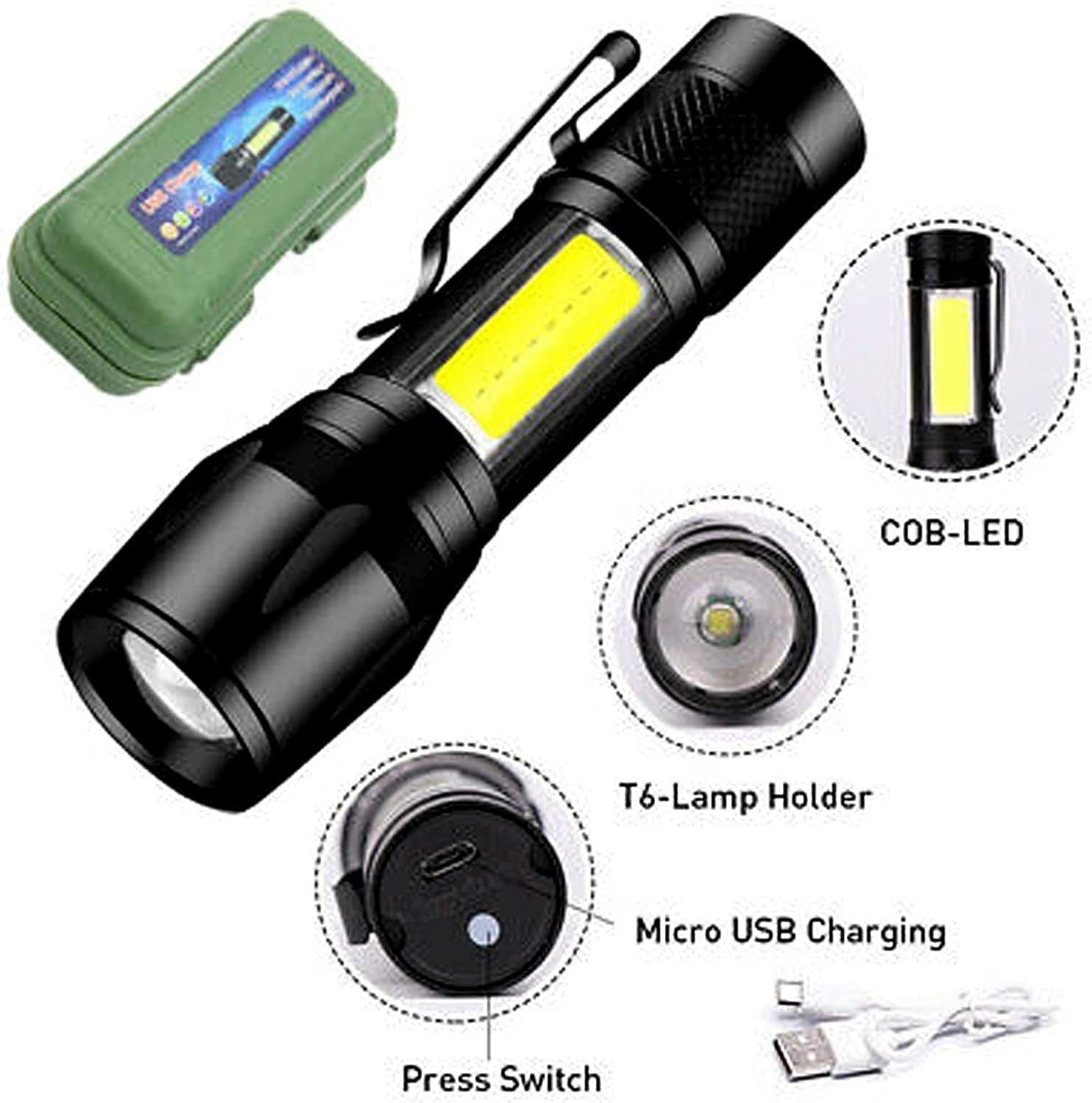Portable LED Flashlight – Mini Rechargeable Torch with Side Light & Waterproof Body - Image 2