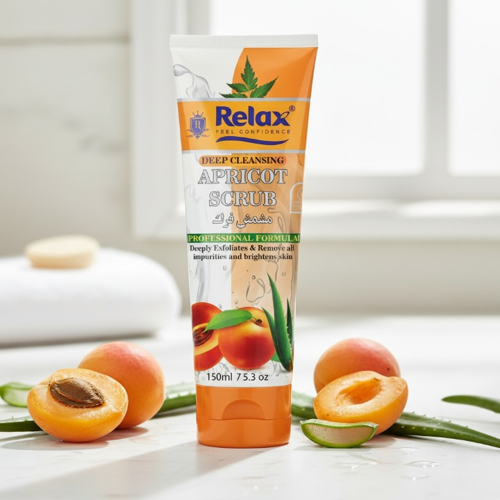 Relax Apricot Scrub – Original Quality Exfoliating Face Scrub for Deep Cleansing, Smooth, Clear & Naturally Radiant Skin (150ml) - Image 4