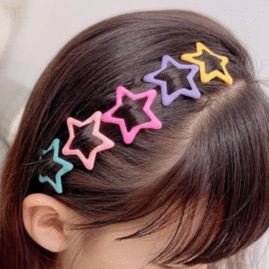 Pack Of 4 Star Shape Hair Clips For Girls – Cute And Colorful Hair Accessories For Kids Styling And Daily Wear (Multicolor)