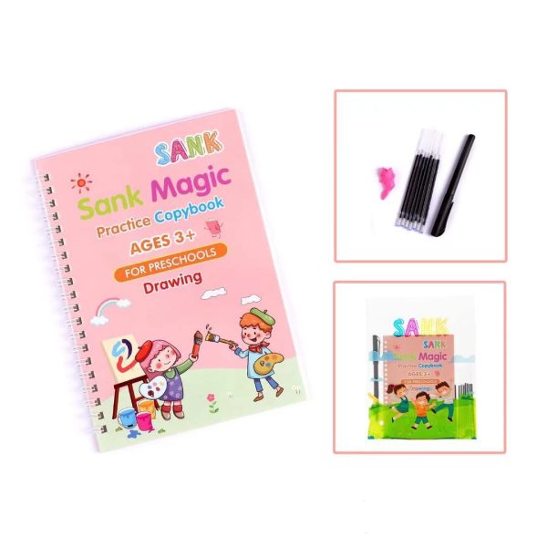 Sank Magic Book Reusable Handwriting Book Set for Kids (4 Books + Pen with 10 Refills) - Montessori Preschool Tracing Practice - Image 5
