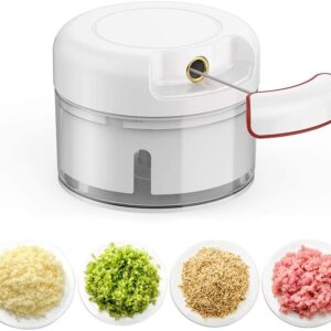 Mini Food Chopper – Hand-Powered Meat Grinder, Mincer, Mixer & Blender for Fruits, Vegetables, Nuts, and Meat | Powerful & Portable Kitchen Tool