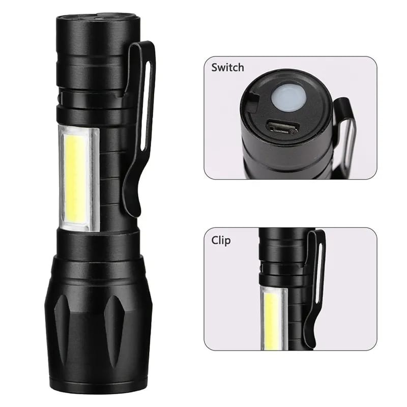 Portable LED Flashlight – Mini Rechargeable Torch with Side Light & Waterproof Body - Image 3