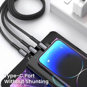 100W 5A Fast Charging 3-in-1 USB Cable – Multi Charging Cable with Type-C, Micro USB & Lightning Connectors | Durable & High-Speed Data Transfer