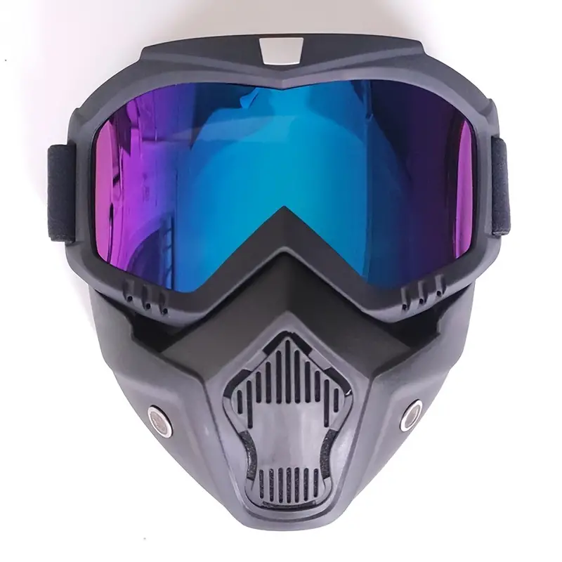 (NW000393) Motorcycle Goggles with Removable Full Face Mask Riding Glasses Dirt Bike ATV Motocross Detachable Eyewear (Random glass Shade) - Image 4