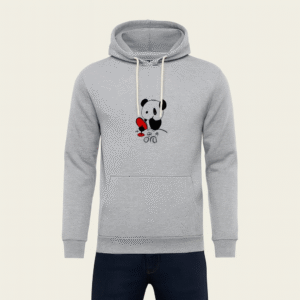Premium Grey Bear Print Hoodie for Men & Boys – Summer Casual Collection