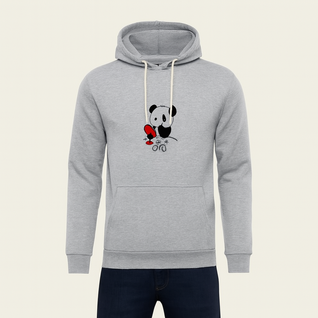 Premium Grey Bear Print Hoodie for Men & Boys – Summer Casual Collection