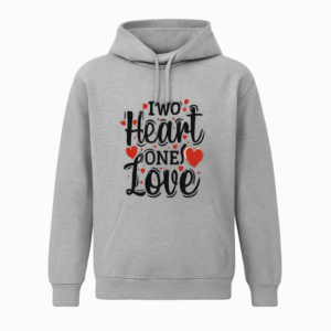 New Summer Collection Full Grey Hoodie TWO HEART ONE LOVE Printed For Girl And Boys
