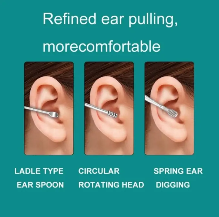 6Pcs Stainless Steel Ear Cleaner Set – Ear Wax Removal Curette Kit with Pickers & Spoon Tools