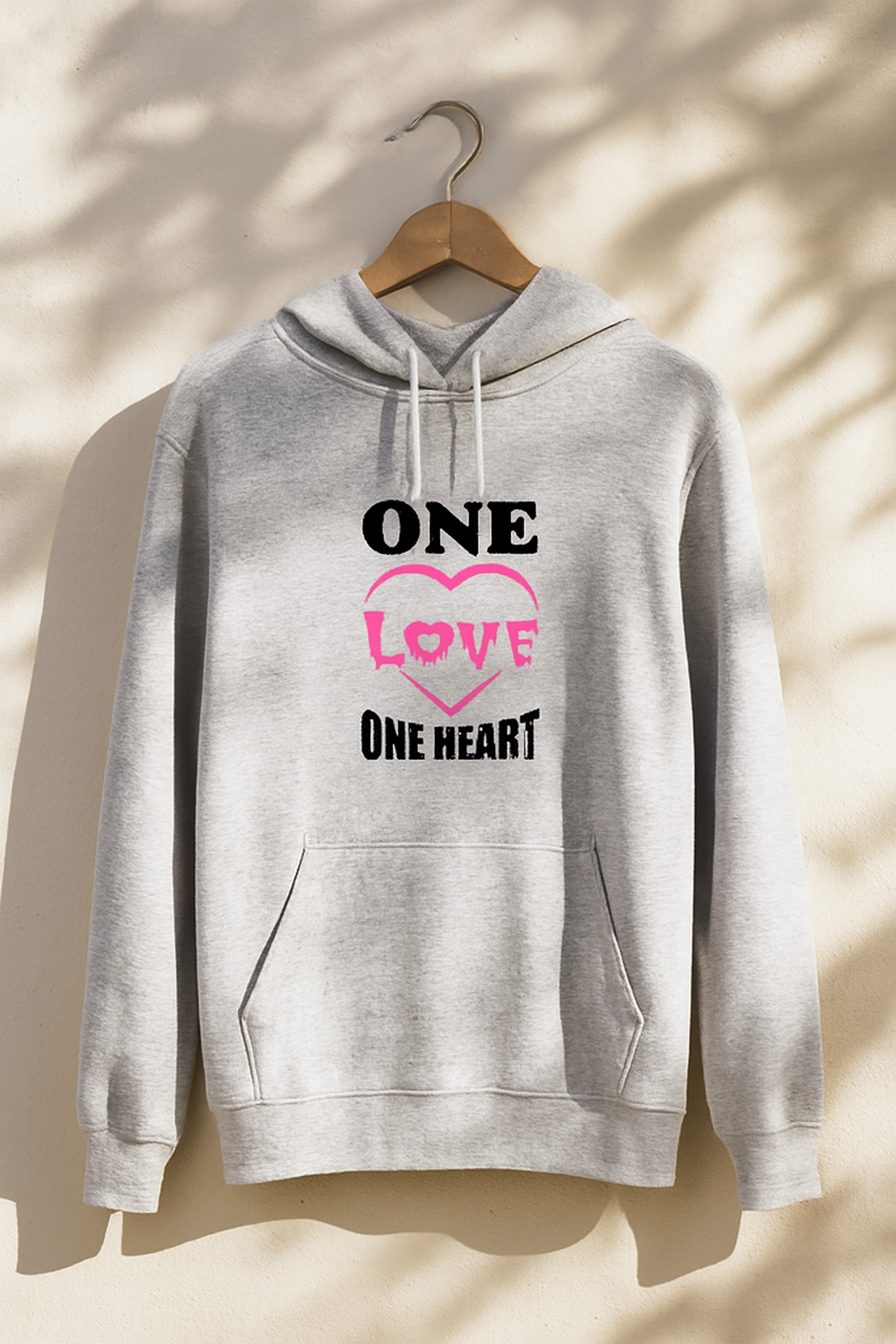 New Summer Collection Full Grey Hoodie one love one heart Printed For girl And Boys - Image 3