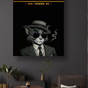 Stay Calm They Hate That” Framed Wall Art – Stylized Cat Portrait with Quote, 12x16