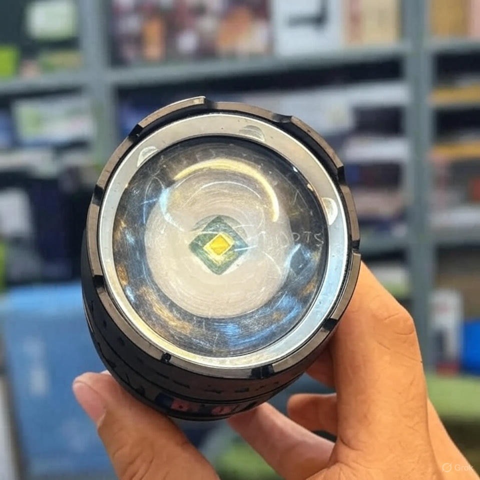 2KM Powerful Zooming Flashligh with 8 lithum cell pure steel waterproof body With Side Work Light & Usb Charging – Ultra-bright Type c charging port - Image 2