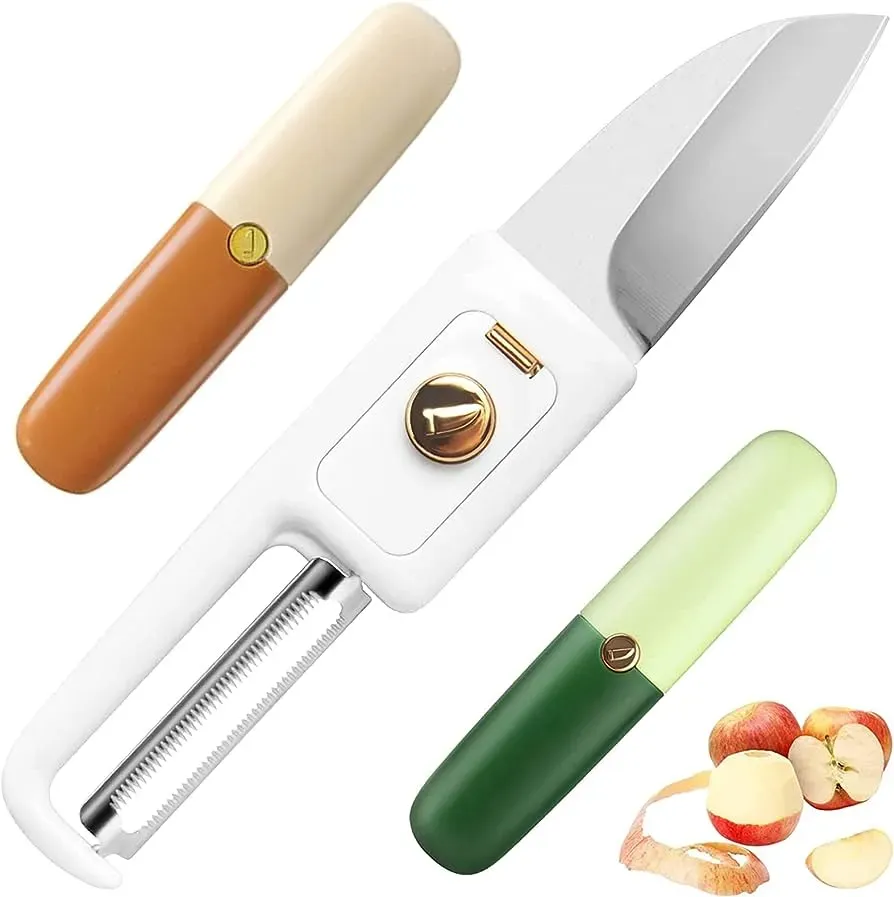 2-in-1 Stainless Steel Fruit Knife with Peeler – Portable Fruit Cutting & Peeling Tool - Image 3