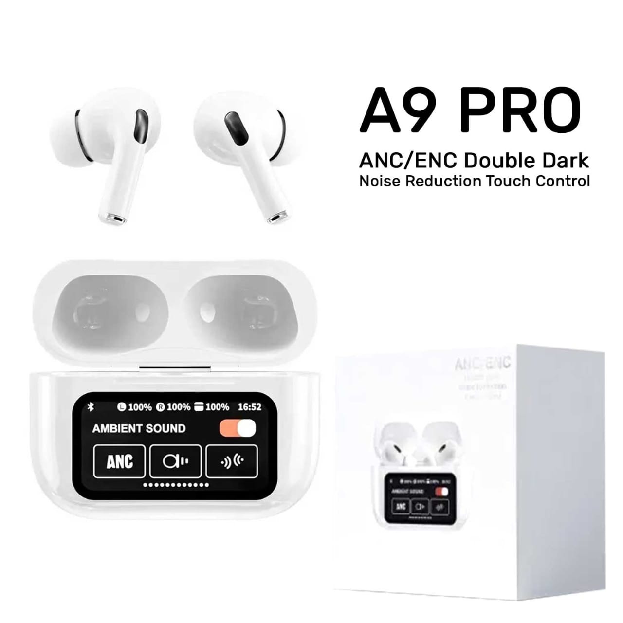 AirPods A9 Pro – ANC & ENC Noise Reduction, Touch Control, Boosted Bass, Wireless Earbuds for Android & iOS - Image 3