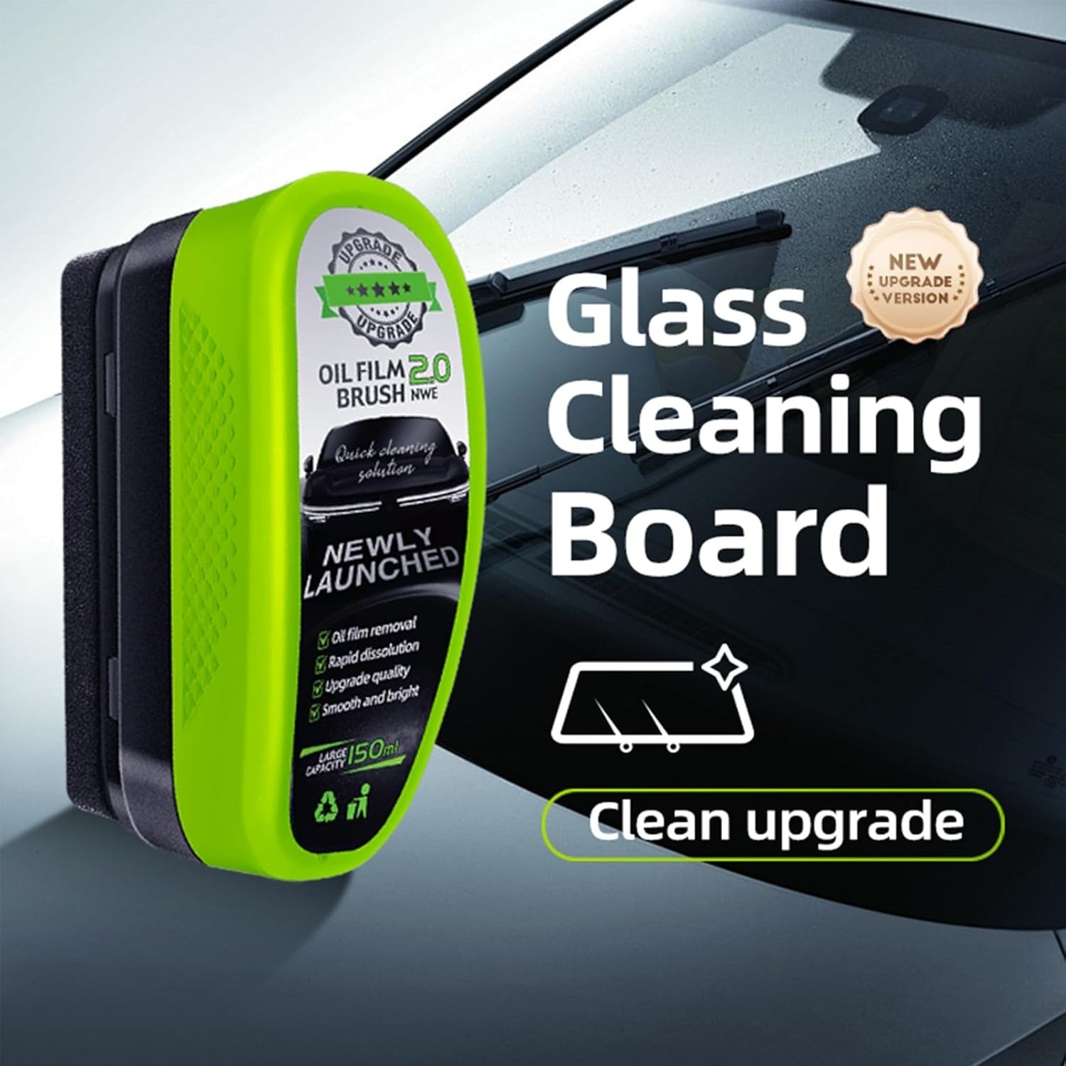 Universal Glass Cleaner,clear Vision Car Glass Oil Film Cleaner Brush For Windshield | Bottle also  Included - Image 2