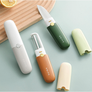 2-in-1 Stainless Steel Fruit Knife with Peeler – Portable Fruit Cutting & Peeling Tool