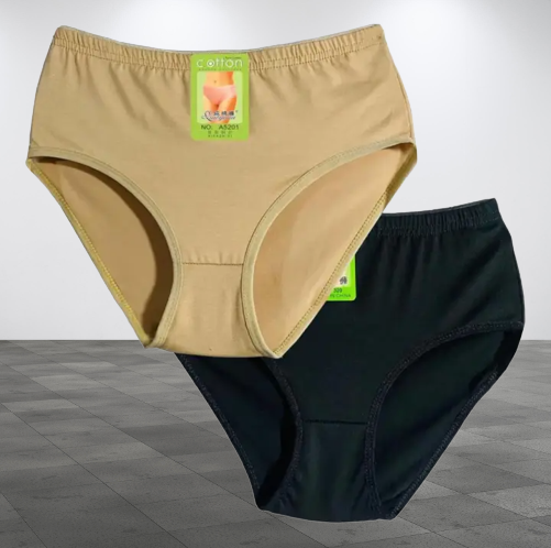 Pack of 2 Cotton Panties – Comfortable & Lightweight Plain Design (S, M, L )(Random color) - Image 3