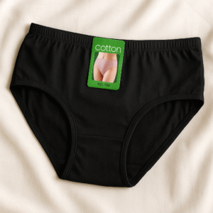 2 Pcs Women’s Cotton Plain Panties – Soft & Comfortable Underwear (Skin, Black | S/M/L)