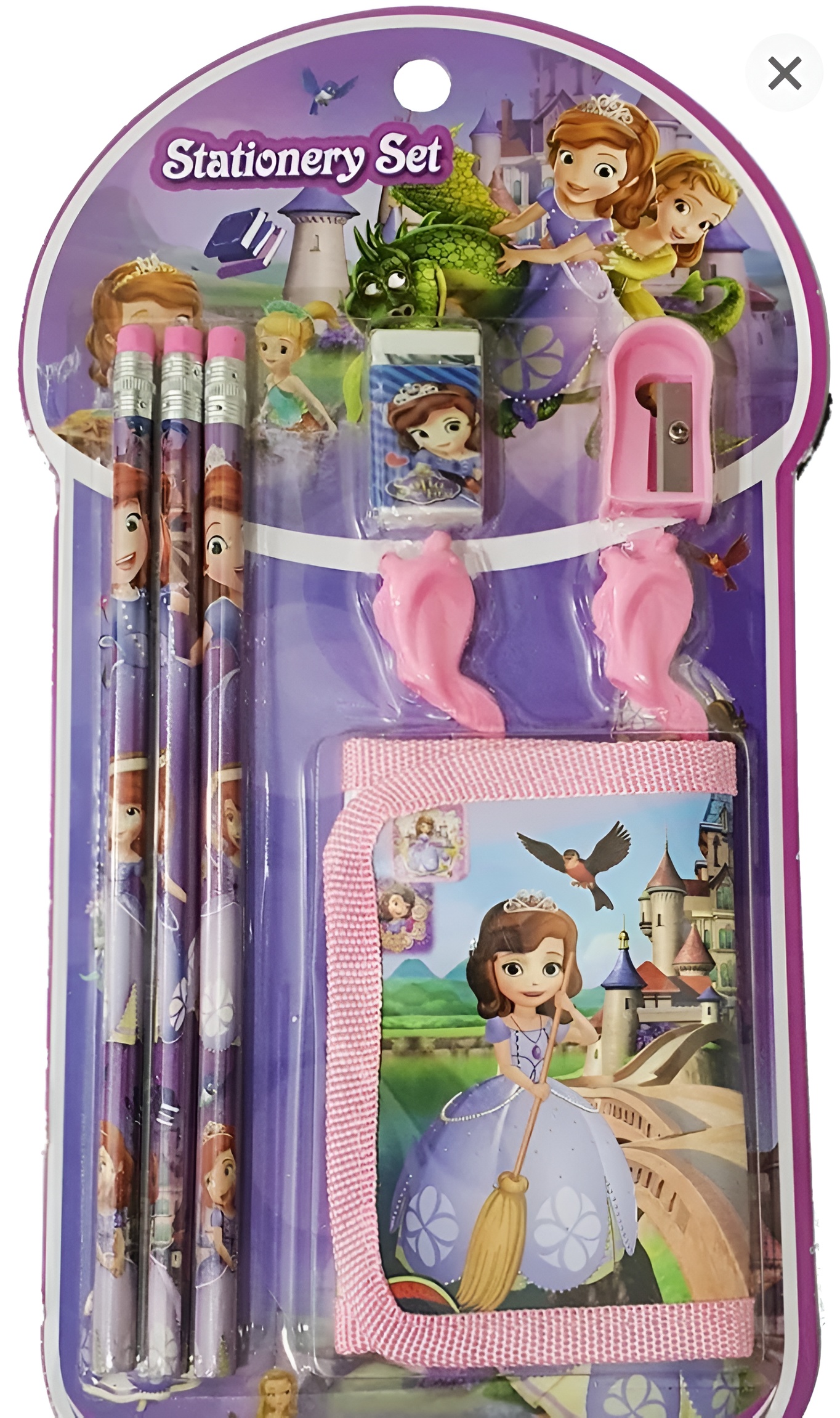 8 Pcs Disney Stationery Gift Set for Kids – Includes Pencils, Eraser, Sharpener, Pencil Caps & Wallet (Random Character) - Image 3