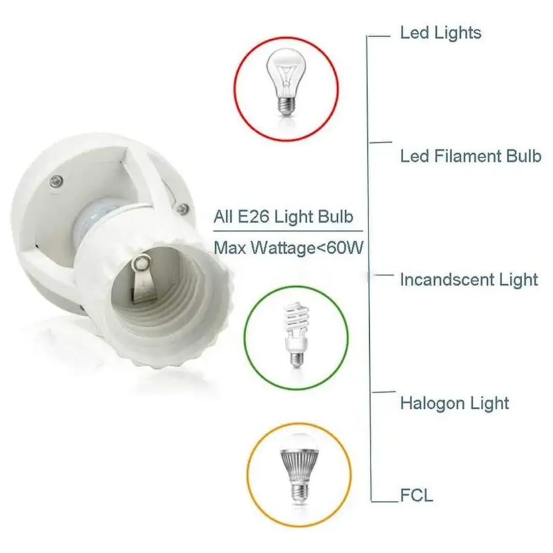 Infrared Motion Sensor Lamp Holder – 360° Smart Light Socket with Automatic On/Off Detection - Image 2