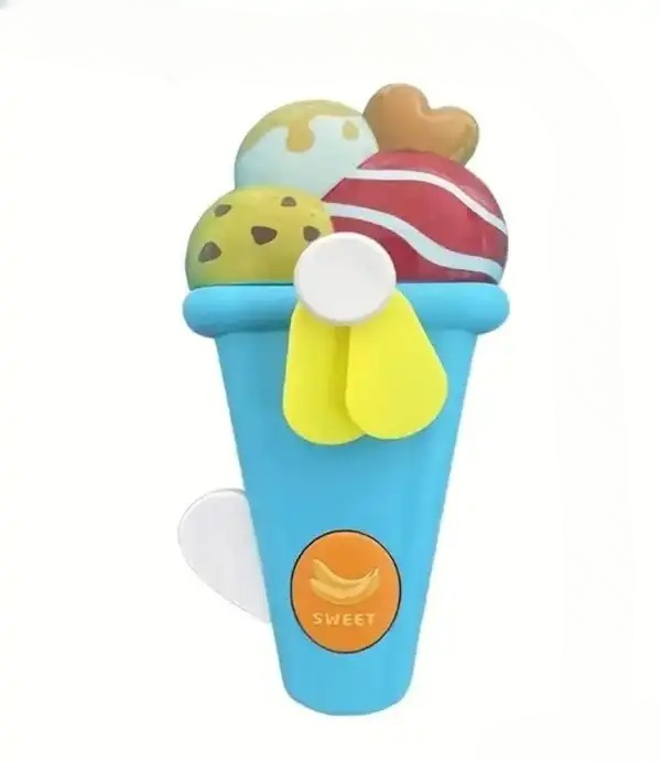 Handheld Ice Cream Cone Toy Fan for Kids – Cute Cartoon Design, Safe Soft Blades, Portable Mini Fan for Summer Play & Cooling (Random Color) - Image 4