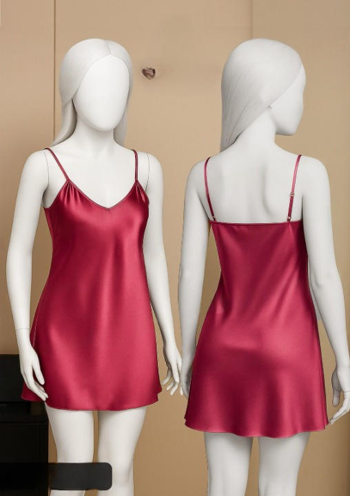 Black Satin Slip Dress – Sleeveless Camisole with Adjustable Thin Straps | Free Size - Image 3